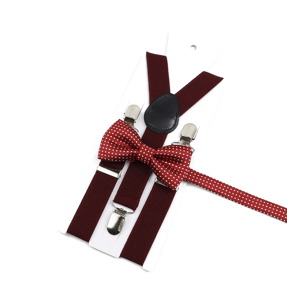 Men's Kids Solid Color Suspender Bowtie Set