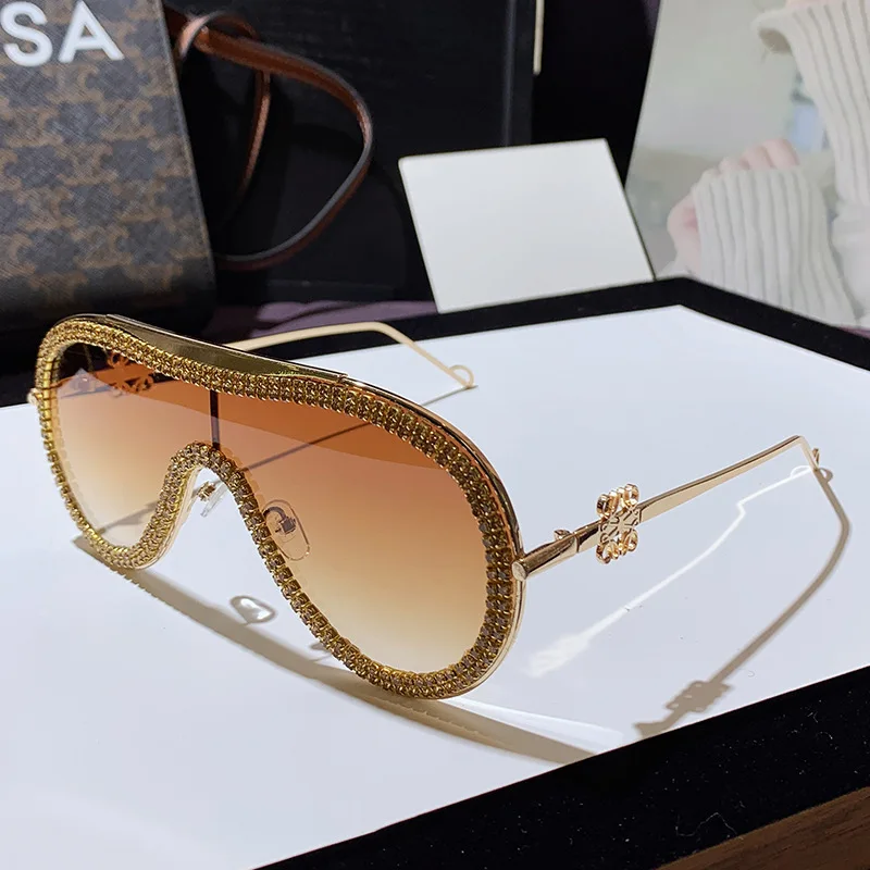 نظارات الضفدع المعدنية العصرية الجديدة المصنوعة يدويًا مرصعة بالألماس، عدسات ملونة على شكل نجمة، نظارات شمسية عصرية #3