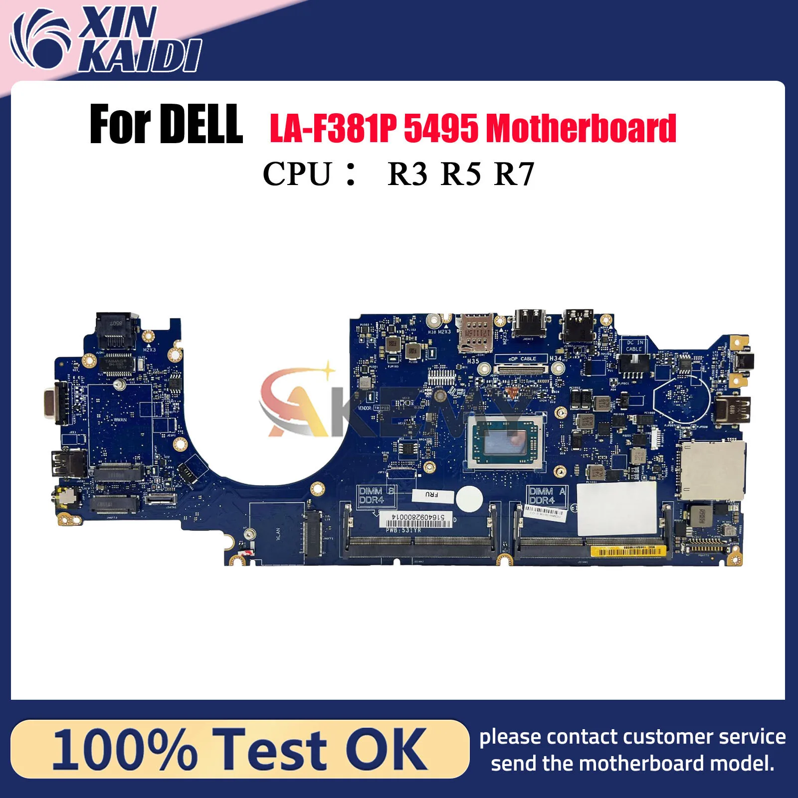 

Материнская плата для ноутбука DELL Latitude 5495 LA-F381P с процессором R3 R5 R7 07CT81 09GYDK 0MV0K5, 100% протестировано, ОК