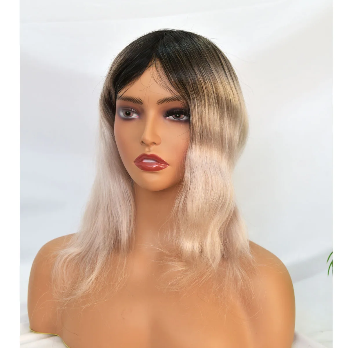 شعر مستعار بشري بطول 12 بوصة للنساء # 1BT اللون الرمادي 10x8 بوصة نظام استبدال الشعر رقيقة الجلد قاعدة PU كاملة #1