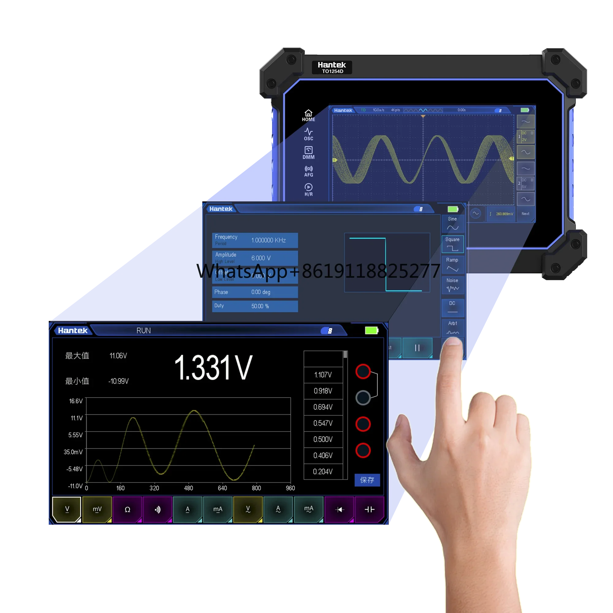 

Hantek Tablet Model TO1254C Multifunction Oscilloscope 4 Channels 250MHz Bandwidth