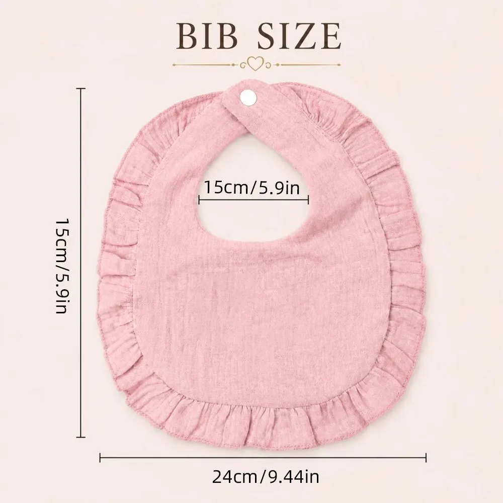 Custom Name Ruffled Muslin Baby Bib, Soft Cotton Feeding Apron, Adjustable Snap Closure, Personalized Newborn Baby Shower Gift