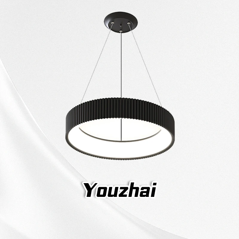 

Nordic style creative minimalist modern restaurant pendant light, black circular ripple design, bedroom master light