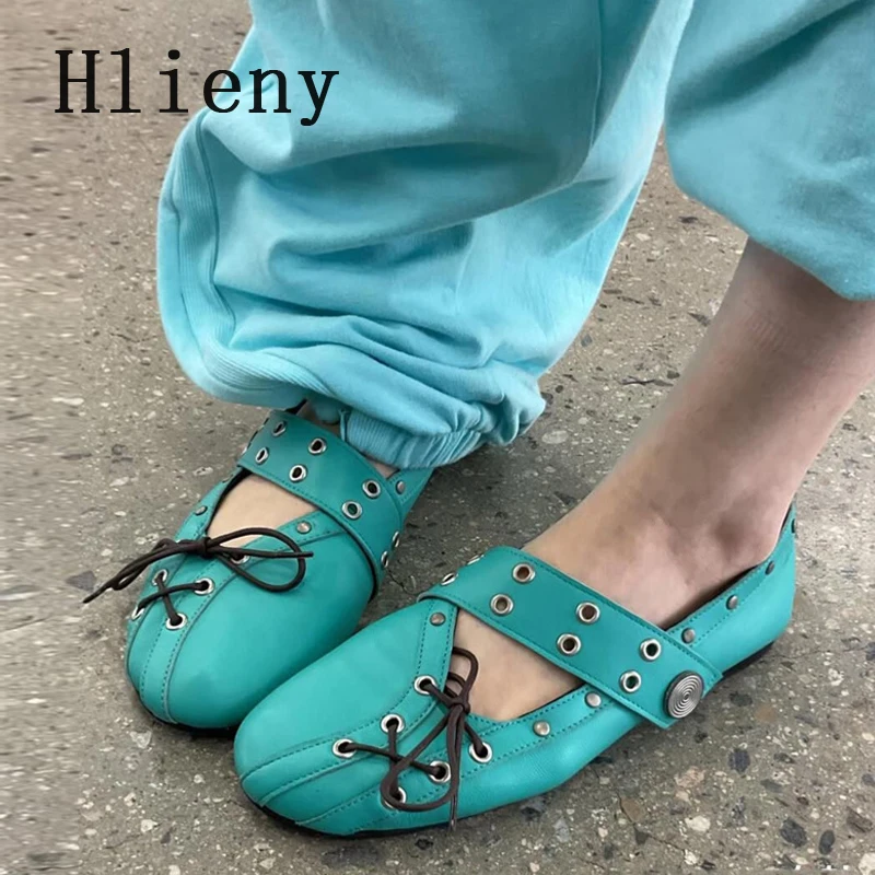 Hlieny Vintage Cross-Tied Mary Janes Women Ballet Flats Spring Summer Cozy Soft Soles Lazy Loafers Shoes For Ladies City Walking