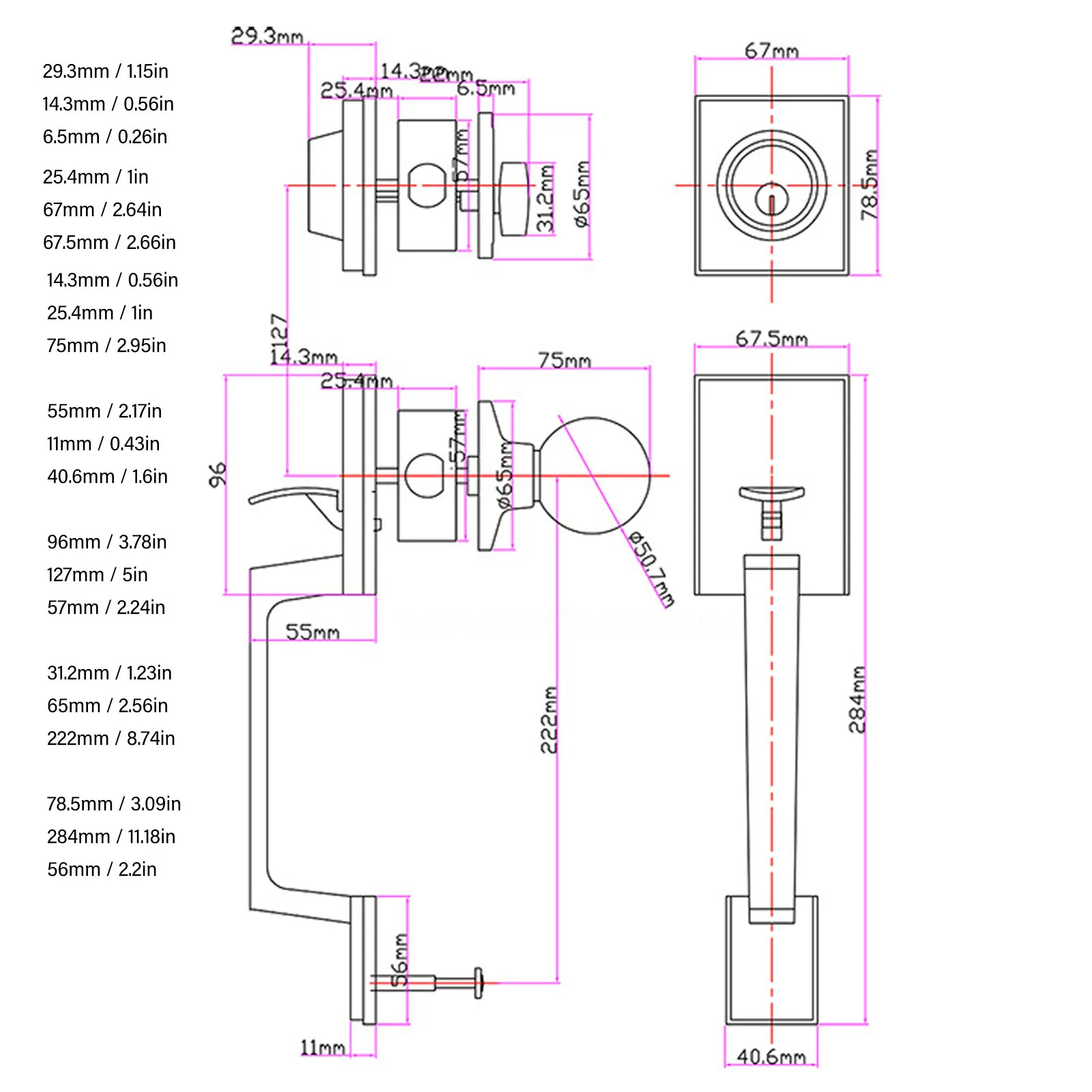 Doppeltürgriff-Set, Lochabstand verstellbar, robust, modern, Doppel-Fronttürgriff-Set, Vordertürgriff-Set