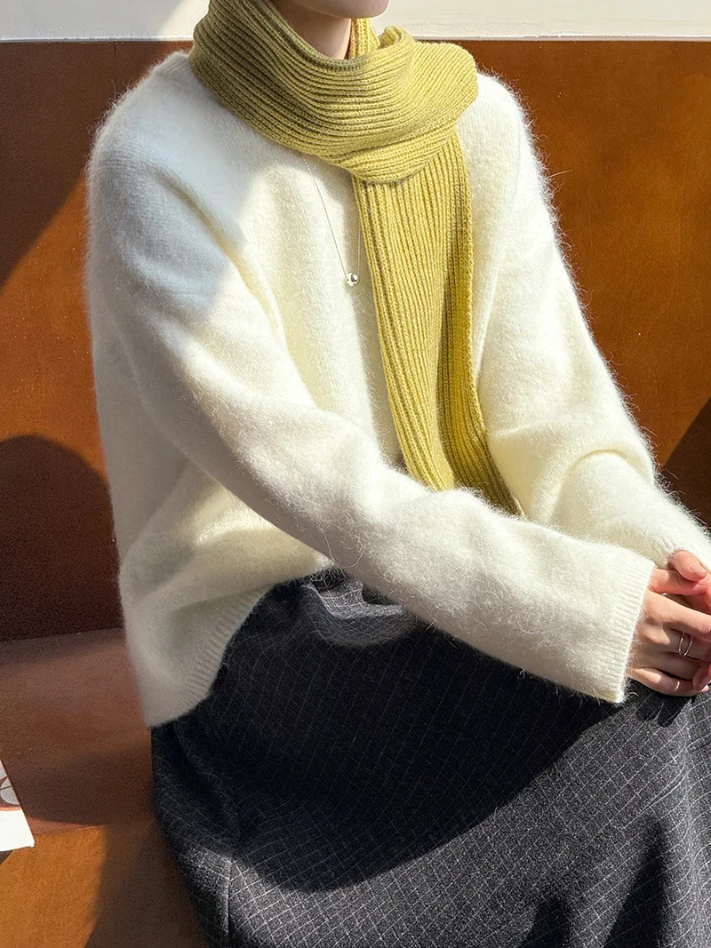 UMI MAO Top Femme Autunno Inverno Nuovo Morbido Soffice Latte Fufu Maglione di Pelliccia di Coniglio Per Le Donne Allentato Stile Pigro Top Lavorato A Maglia