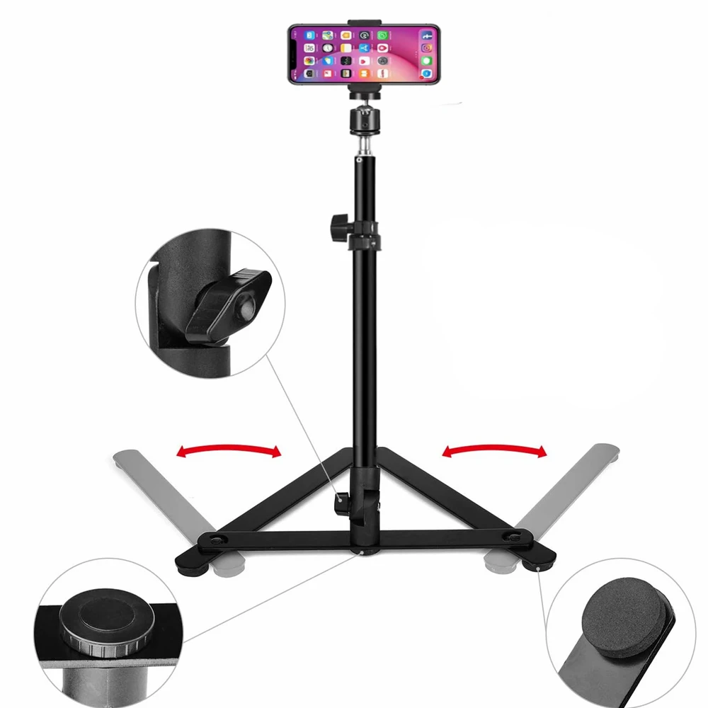 Desktop Foldable Overhead Tripod for Smartphone Bracket Arm With Phone Holder Photography Table Stand Live Photo Video Shooting