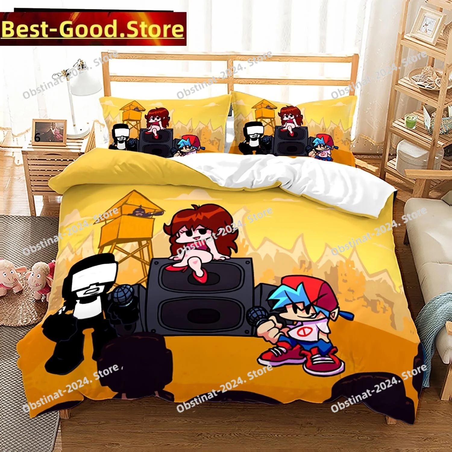 3D Friday Night Funkin Bedding Set Single Twin Full Queen King Size Friday Night Funkin Bed Set Children Kid Bedroom Duvet cover
