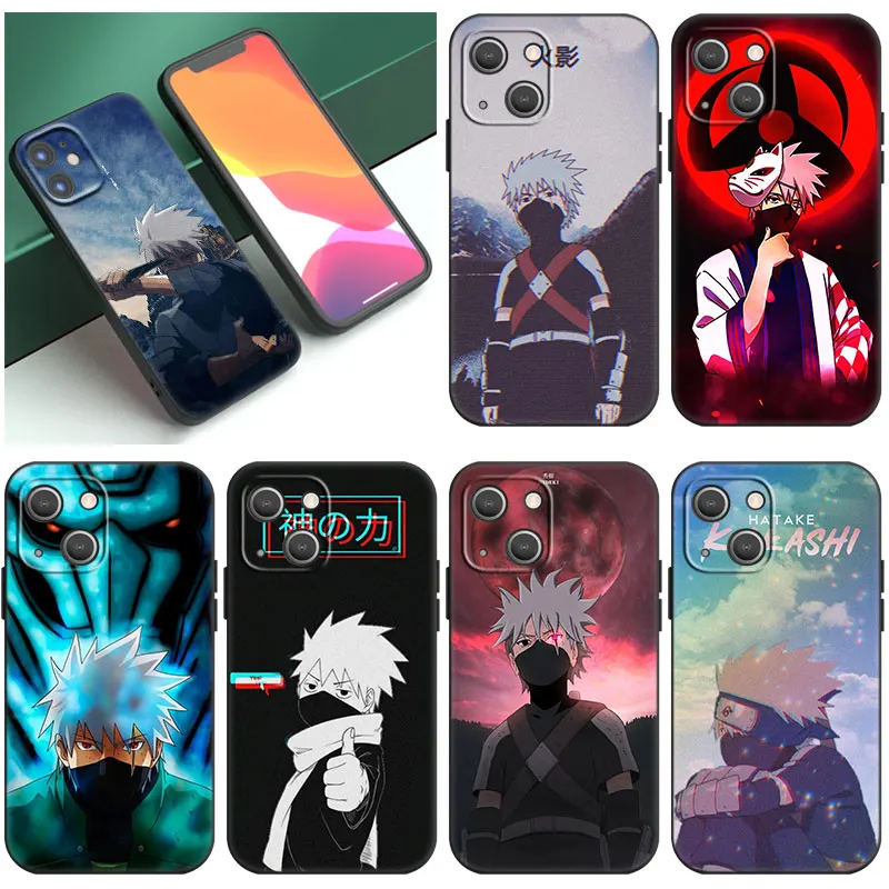 Anime Naruto Kakashi Uchiha Phone Case For Apple iPhone 14 13 12 Mini 11 Pro XR X XS MAX 6S 7 8 Plus SE 2020 2022 5S Black Cover