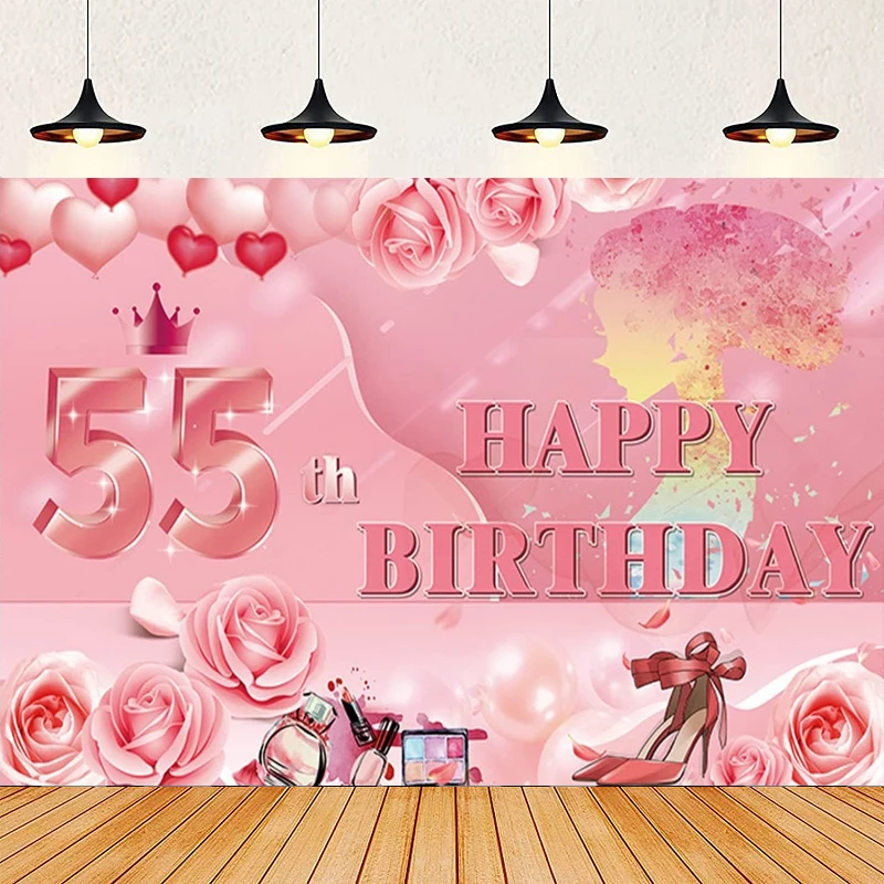 

Фон для фотосъемки для женщин с днем рождения 55 лет, воздушные шары, фон для домашней вечеринки, настенный баннер, декор