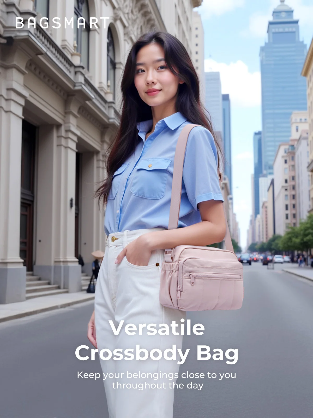 BAGSMART Damen Hobo-Tasche, College-Umhängetasche, große Kapazität, lässige Handtasche, wasserdicht, leicht, Umhängetasche für den täglichen Gebrauch auf Reisen – Detail 3