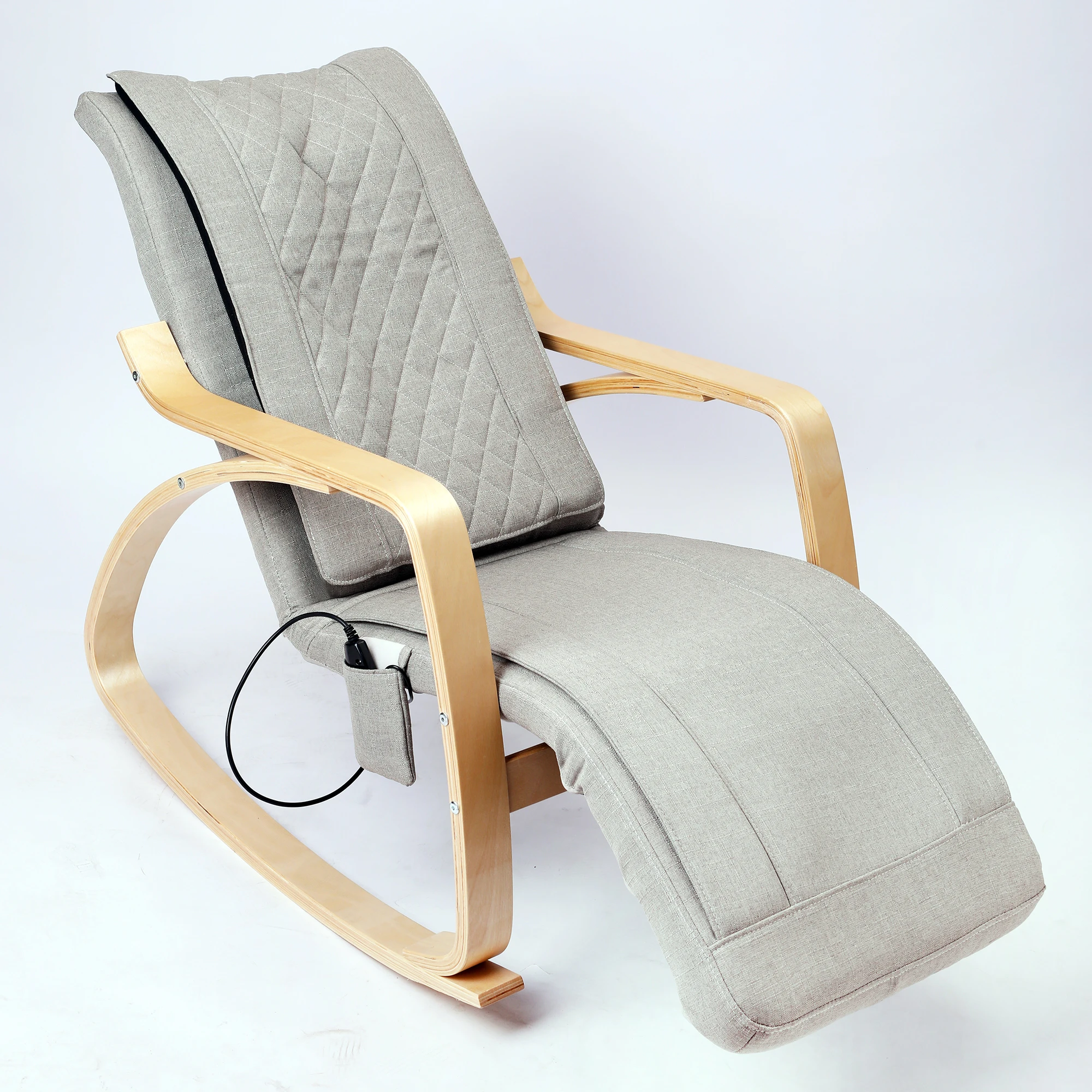 Kneading Vibrating Shiatsu Swing Reclining Chair Massager Mini Rocking Relax Massage Chair Electric Wood Body OEM Safe DC 24V 2A