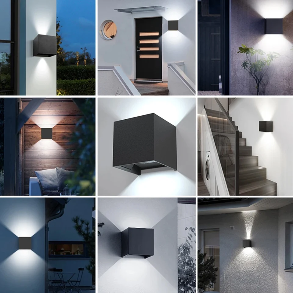 Lámpara LED de pared moderna AC110V 220V 6W blanco frío/blanco cálido cubo montado en superficie ajustable luz Led para porche de jardín interior y exterior