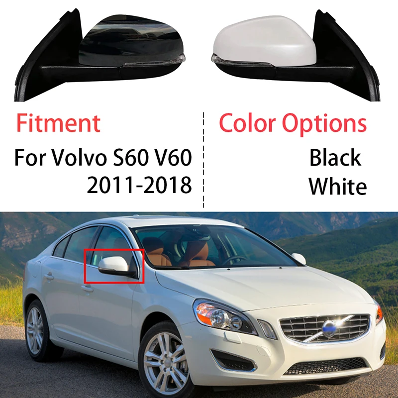 

For Volvo S60 V60 2011-2018 Auto Heated Folding Cover Turn Signal Reversing Lights Car Accessories Rearview Mirrors Assembly