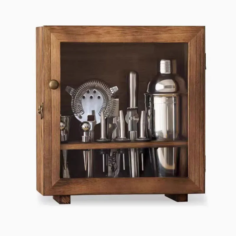 Bartender set Dust-proof wooden box 304 stainless steel bar supplies Professional bartending tools