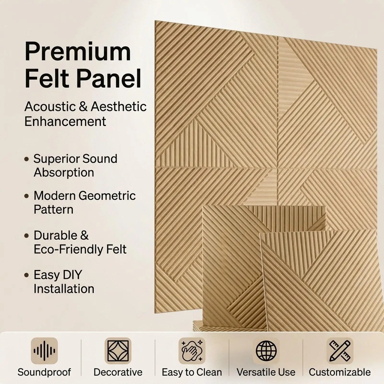 6x Large Acoustic Panels Sound Absorbing Panels Easy Installation Padding Wall Panel 23.6x23.6 inch for Office Living Room