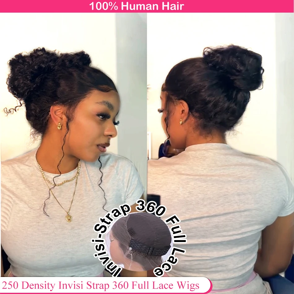 

Hidden Strap 360 Glueless Wig Human Hair Deep Curly Wig HD 360 Full Lace Wig PrePlucked Wear and Go Lace Frontal Wig Human Hair