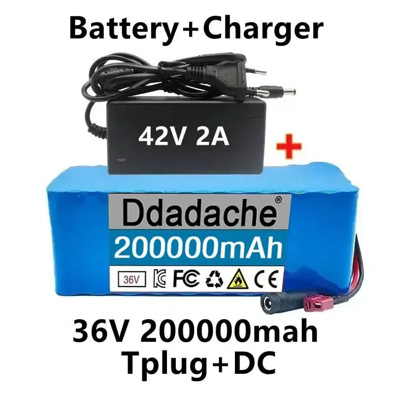 

NEW 36V 10S4P 200Ah Lithium Battery Large Capacity for Bike and Scooter with BMS XT60 Plug/T-plug and Charger Included