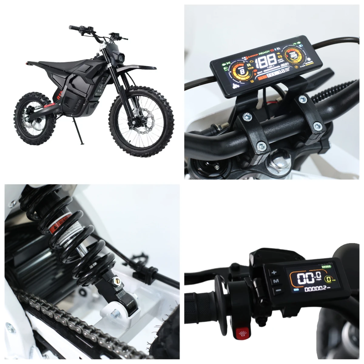 

Электрический внедорожный мотоцикл с центральным приводом 160 Нм, 60В 27Ач, 2000Вт/4500Вт, для взрослых