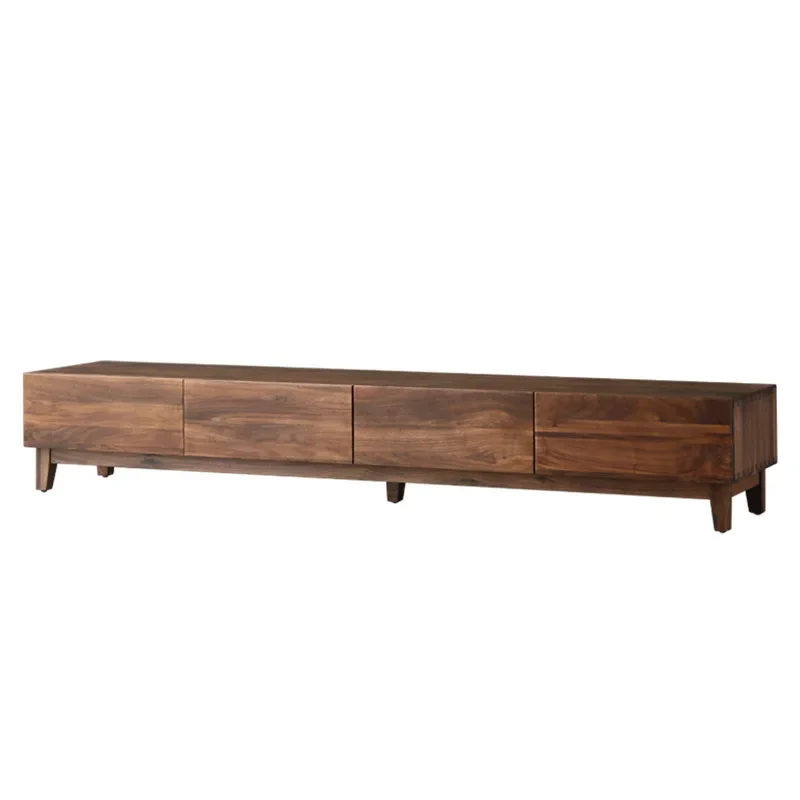 

Nordic simple small apartment floor cabinet, North American black walnut TV cabinet, coffee table combination all solid wood
