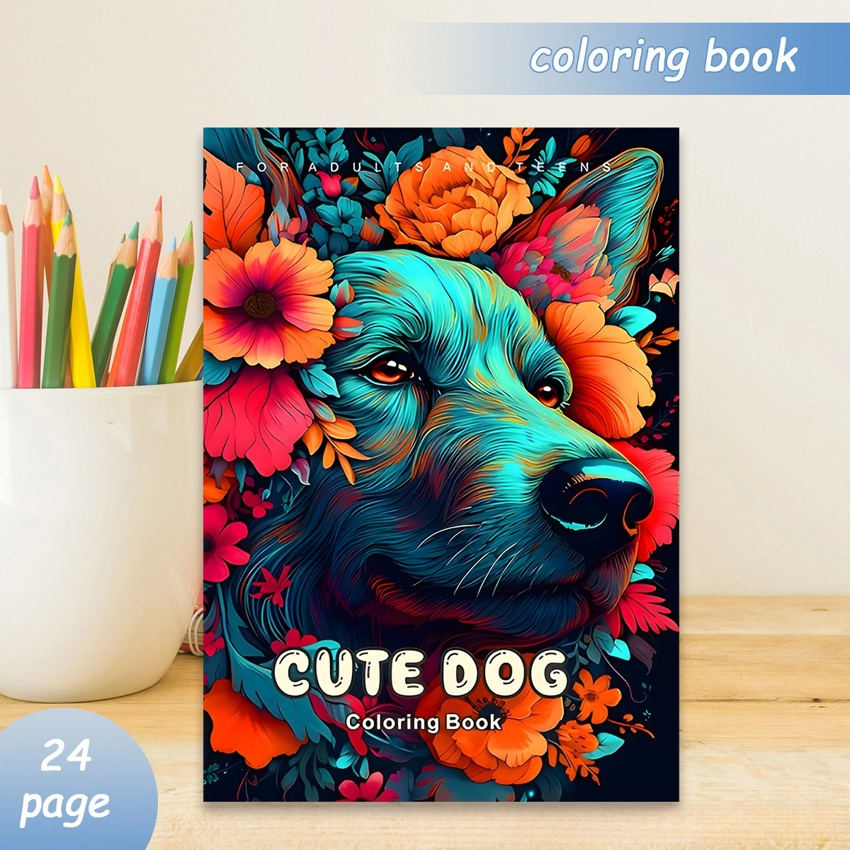 New Hot Selling A4 Cute Dog Adult Coloring Book, Thickened Doodle Fill-in Notebook