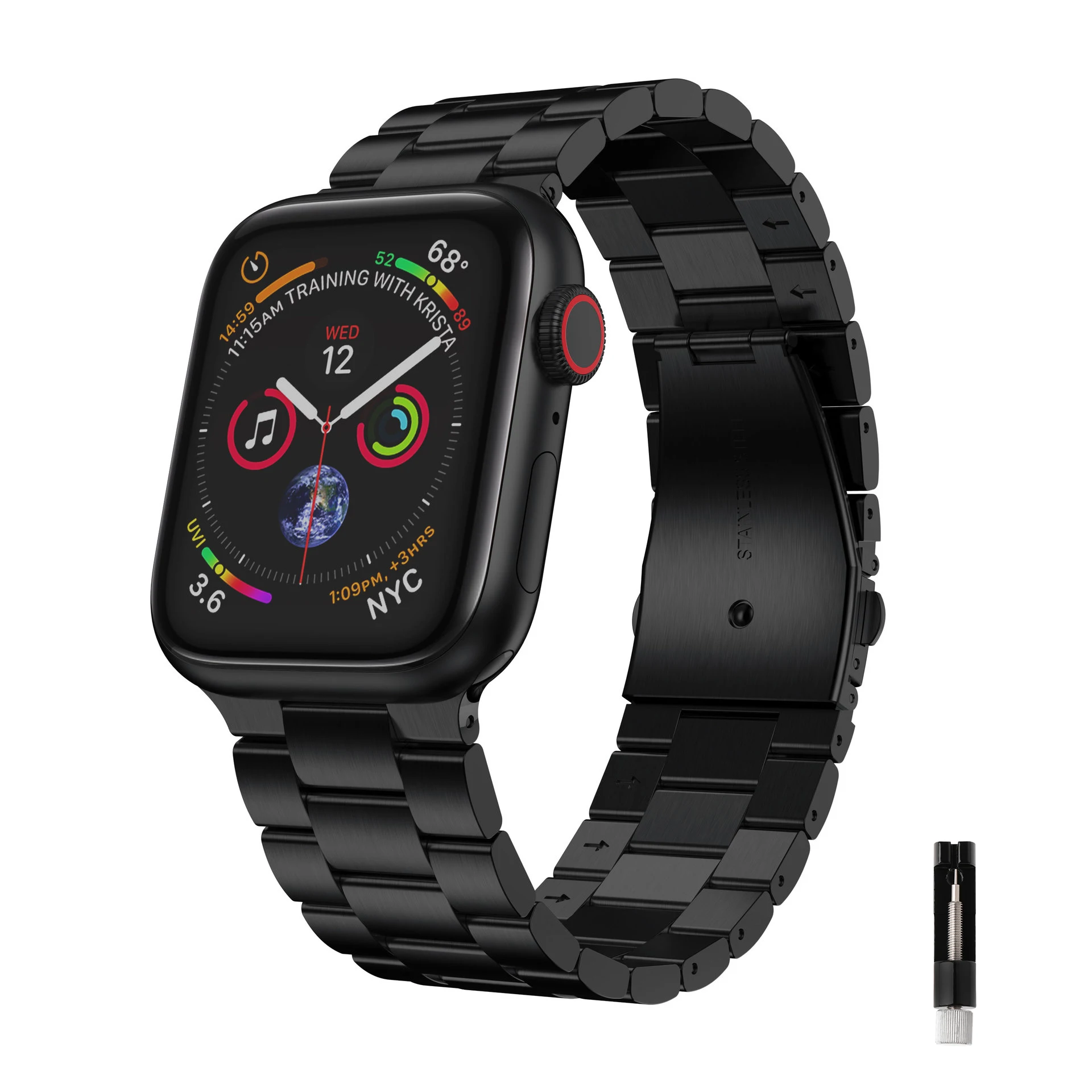 Correa de reloj de acero inoxidable 304 para Apple Watch, pulsera para Iwatch 6 5 4 3 SE, iwatch Ultra 49mm, herramienta de ajuste