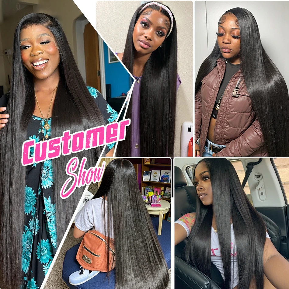 30 40 Inch Straight Lace Front Human Hair Wigs 13x4 13x6 Hd Lace Frontal Wig 220 Density Natural Hairline Remy Hair