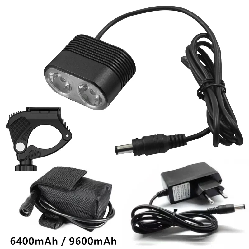 WasaFire Mini 2* XM-L2 LED Bike Light 5000LM Bicycle Front Lights 4 Modes MTB Headlight Cycling Lamp + 8.4V 18650 Battery Pack