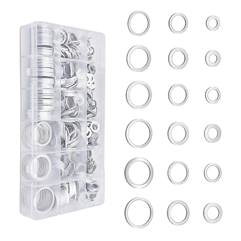 580pcs Automobile Aluminium Prises vidange d'huile Gaskets Flat Set Set Affresseurs plates complets pour une KXRE