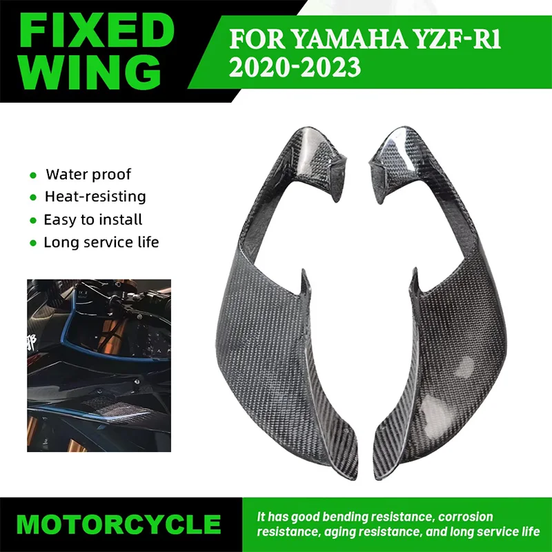 

Motorcycle Fixed Wing Spoiler For YAMAHA YZF-R1 YZFR1 2020-2024 Carbon Fiber or abs Front AerodynamicSide Wing Winglet Aileron