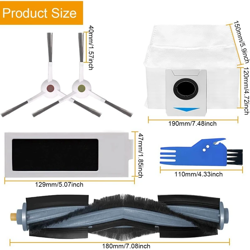 Promotion!For Ecovacs Deebot T20 PRO, T20 PRO PLUS, T20 MAX, T20 OMNI Robot Vacuum Cleaner Main Side Brush Hepa Filter Dust Bags