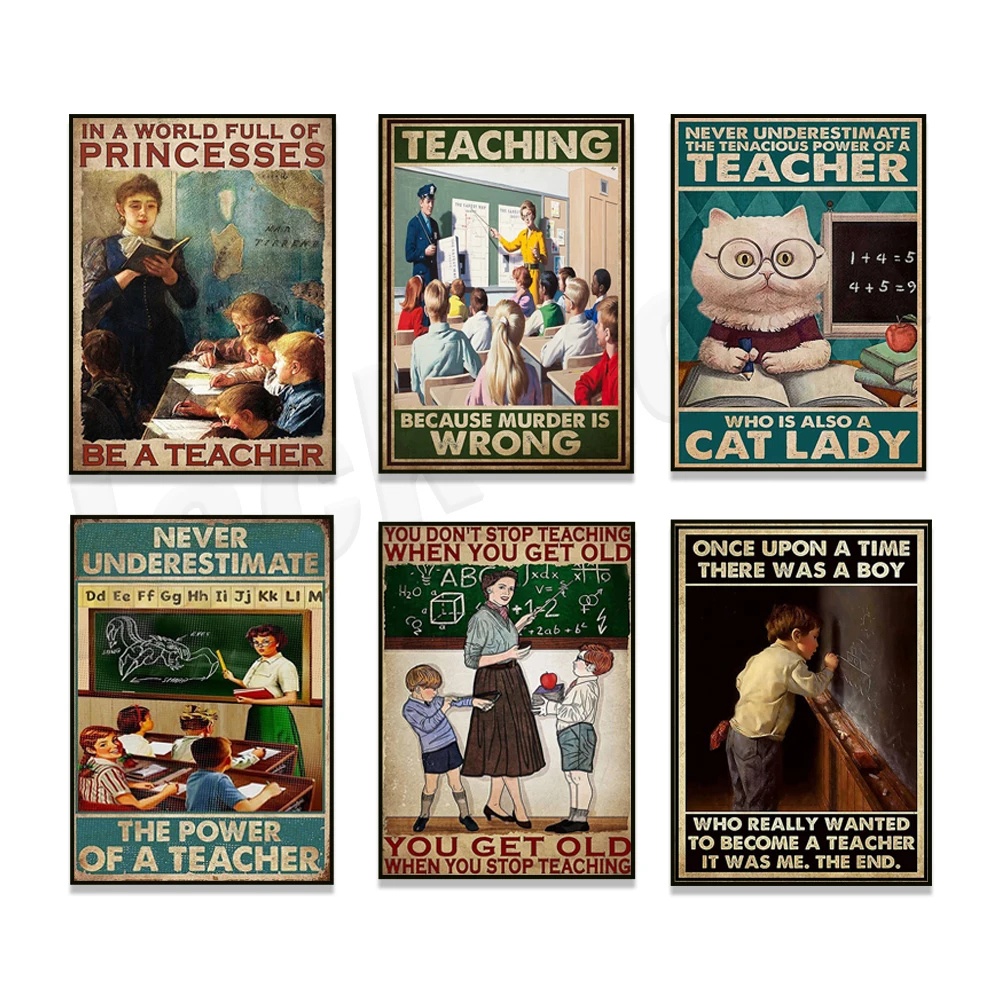 فتاة صغيرة معلم الفن، كان هناك فتاة كنت أراد حقًا أن تكون معلمًا للرياضيات، ملصق معلم عتيق، هدية شكرًا لك