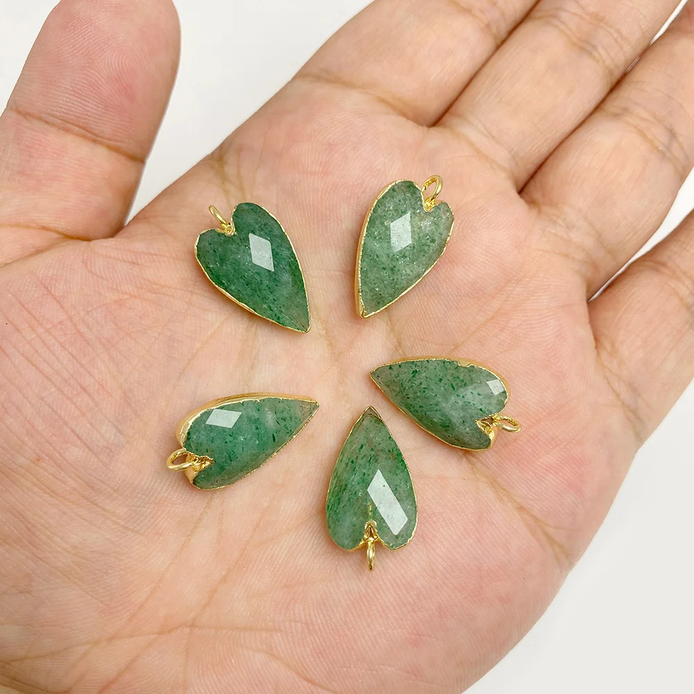 2Pcs Shiny Labradorite Heart Shape Pendants for DIY Jewellery