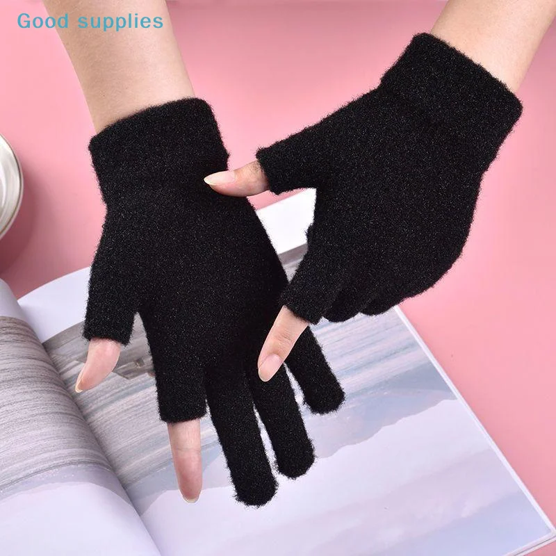 1 Paar Freizeithandschuhe für Freizeitaktivitäten, Schwarz, Grau, für Herren und Damen, warme fingerlose Winterhandschuhe zum Schreiben und für den Touchscreen-Einsatz