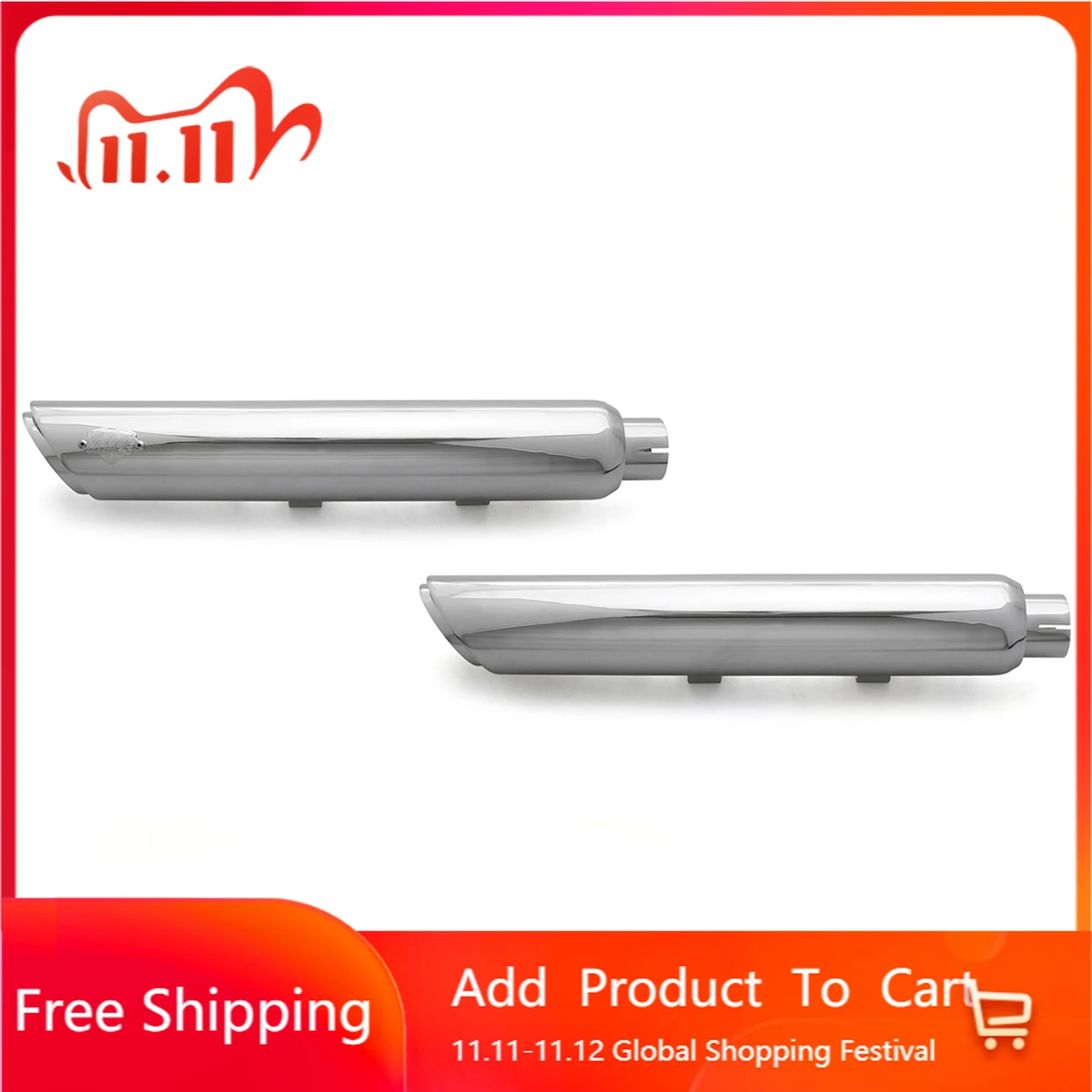 

STLF Motorcycle CHROMED Exhaust Mufflers for Harley XL 1200X Forty-Eight Short Shot Pipes Sportster Super Low Iron 2014-up