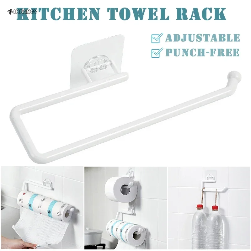 1pc Hotsale Kitchen Paper Roll Holder Cabinet Rag Hanging Holder Towel Hanger Toilet Paper Holders Rack Bar Shelf Tissue Holder