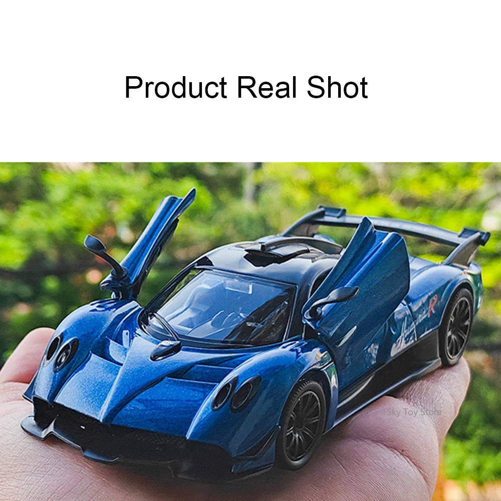 Pagani Huayra R aleación BC, modelos fundidos a presión, juguetes, puertas de coche, sonido abierto, luz, vehículos en miniatura, adornos para coleccionar, 1:32