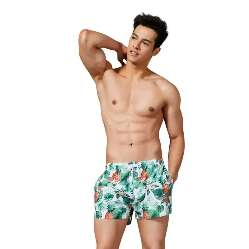 Men's summer beach pants, Hawaiian fruit print beach pants, straight thin casual XB 91302