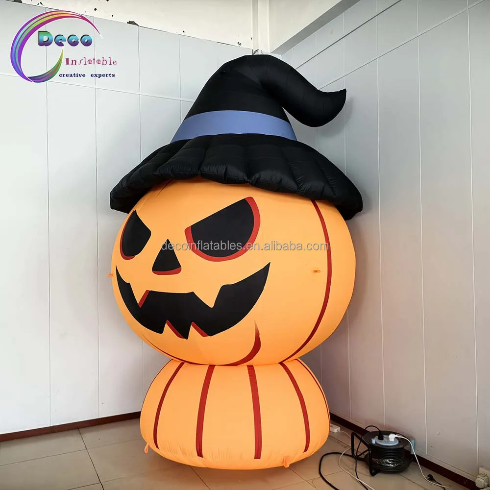 Latest Design Deco Brand Waterproof Durable USB Powered Fluorescent Inflatable Cartoon Pumpkin Shape For Halloween Activities
