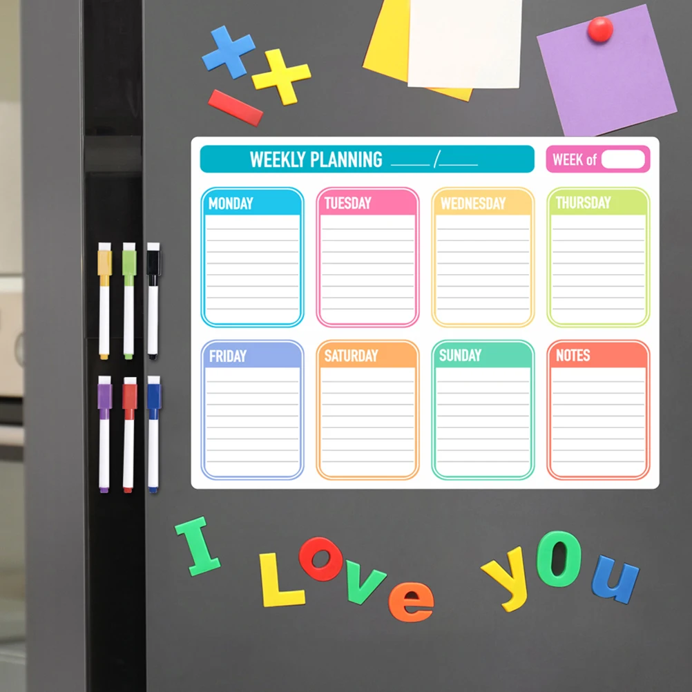 

Magnetic Weekly Planner Board Dry Erase Calendar Fridge Whiteboard Reusable Smooth Writing CT804 Set