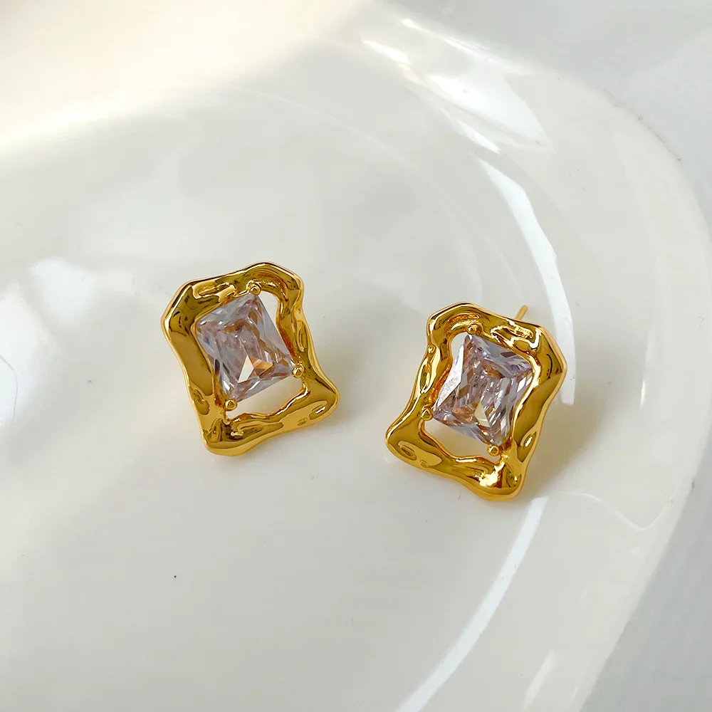 Nieregularne, błyszczące kwadratowe kryształowe kolczyki z cyrkonią, dla kobiet, trendy w stylu Vintage, jakość, luksusowa biżuteria, prezenty na przyjęcia