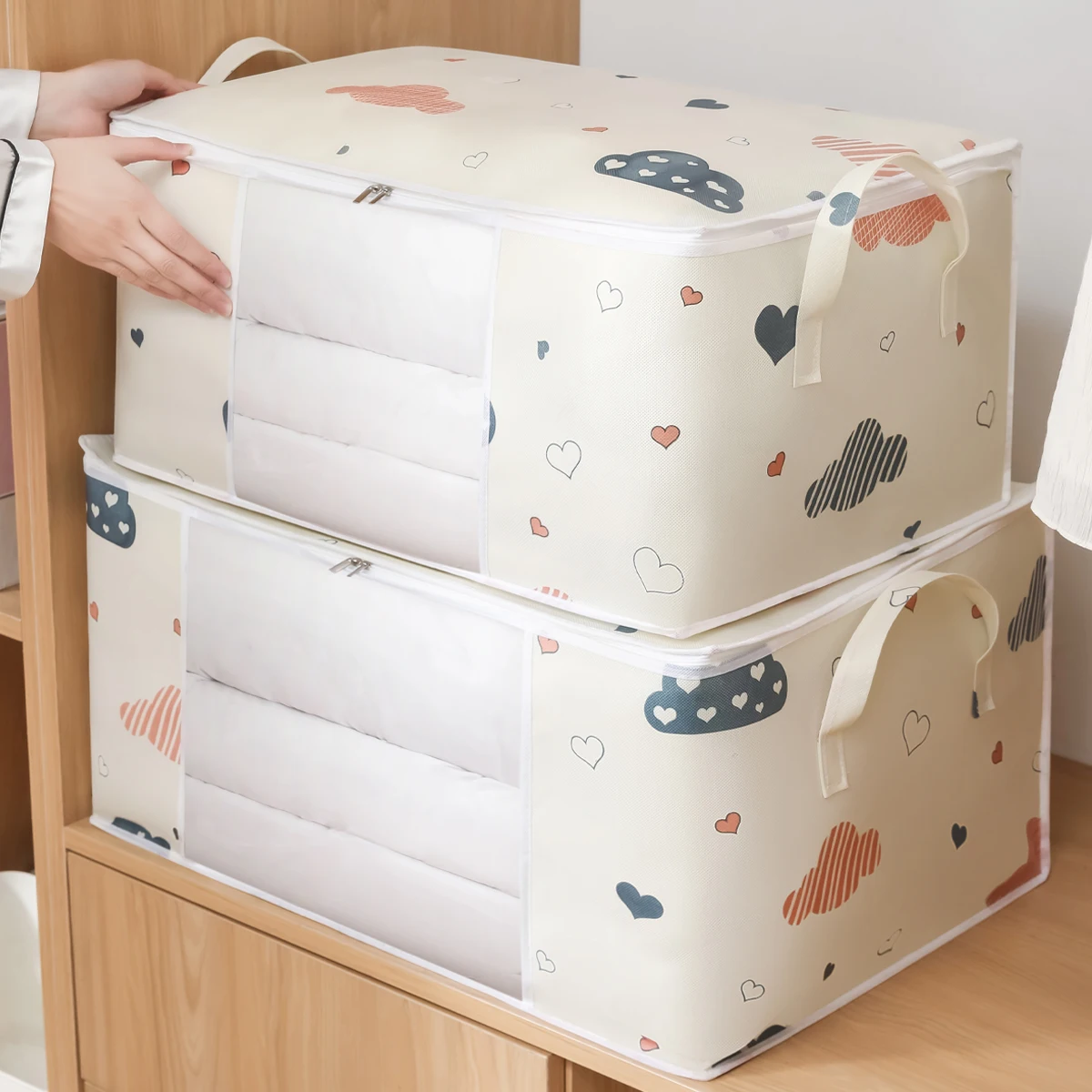 Large Quilt Storage Bag Dust-proof Wardrobe Quilt Clothes Organizer Household Blanket Zipper Sorting Bags Moving Bag Storage Box