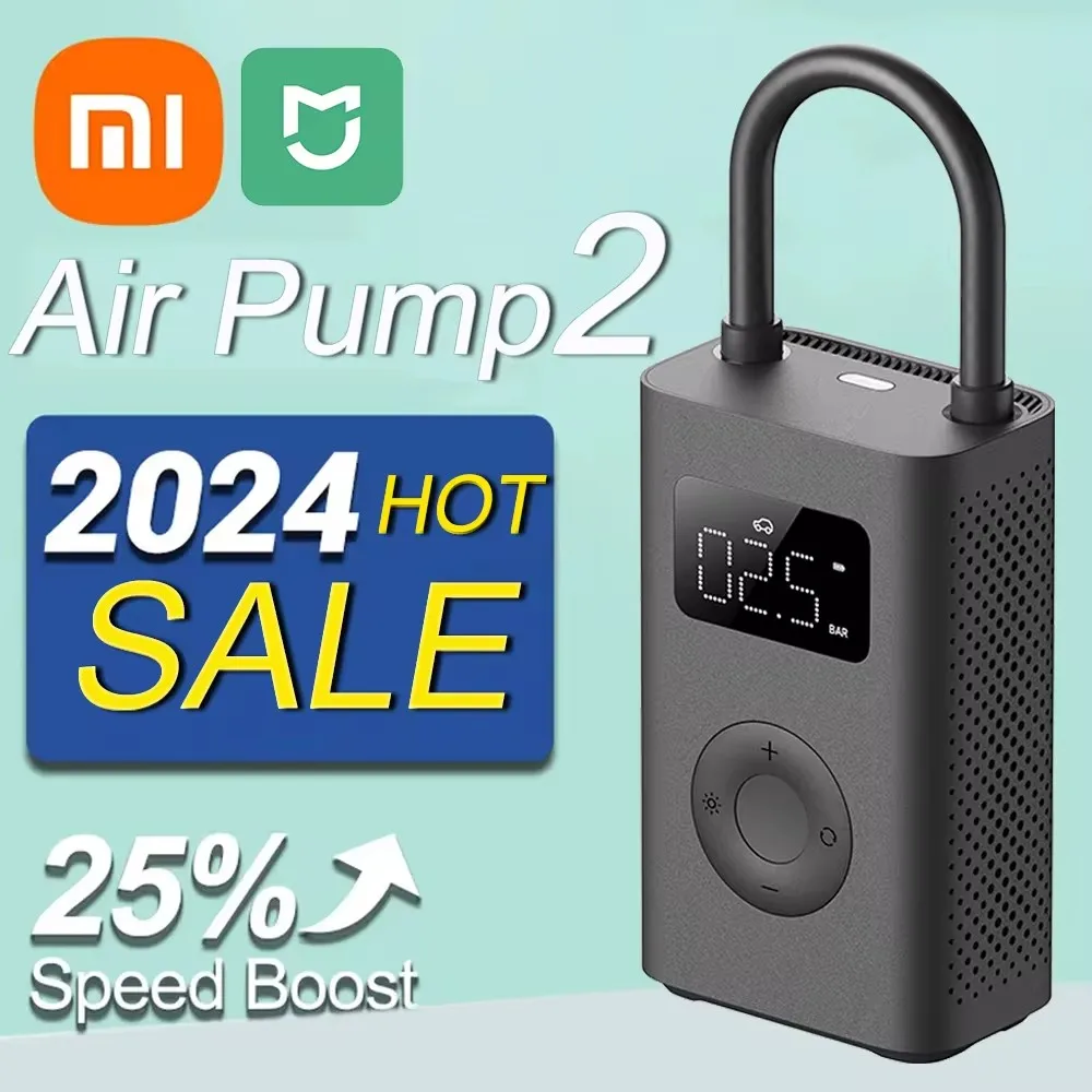 

Xiaomi Mijia Air Pump 2 25%Speed Boost Mini Portable Electric Air Compressor Treasure 150PSI Type-C LED Multitool Inflator Xiomi