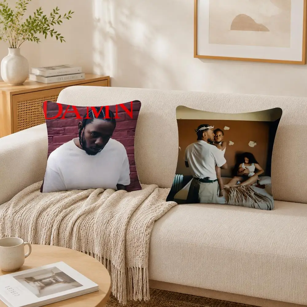 Rapper Singer K-Kendrick Lamar Cushion Cover Plush Decorative Pillow Case With Hidden Zipper Cutecore Room Decor For Home
