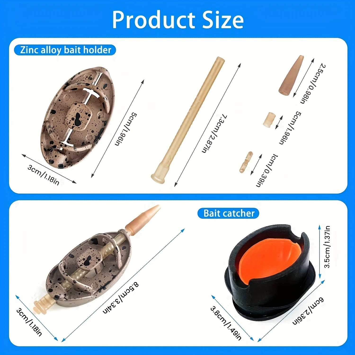 مجموعة أدوات تغذية صيد سمك الشبوط بأوزان من سبائك الزنك (0.71 أونصة/1.06 أونصة/1.41 أونصة/1.76 أونصة) مع قالب تحرير سريع