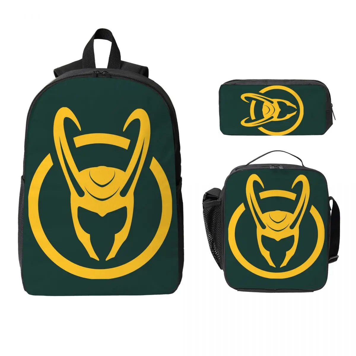 

Рюкзак Loki Variant, студенческая сумка для книг для мальчиков и девочек, школьная сумка, компьютерные сумки на плечо, 3 шт., изолированная сумка для обеда, пенал