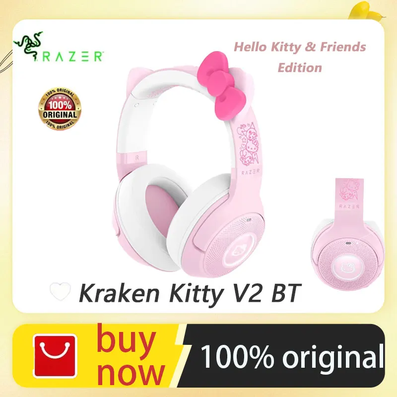 

Original Razer Kraken Kitty V2 BT Hello Kitty and Friends Edition Wireless RGB Headset Chroma RGB Bluetooth 5.2-40 mm Drivers