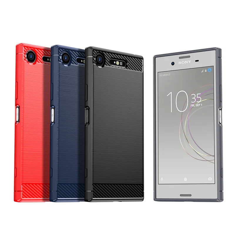 

TPU Soft Case for Sony Xperia XZ1/ XZ1 Compact, Brushed Pattern Black Blue Red
