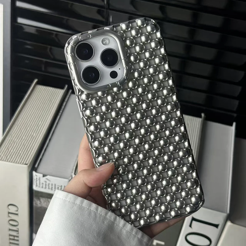 Matte Silberne Hohle Perlen Handyhülle für iPhone 13 14 15 16 17 18 Pro Max 17 Air Sommer Wärmeableitende Rückseite – Detail 24
