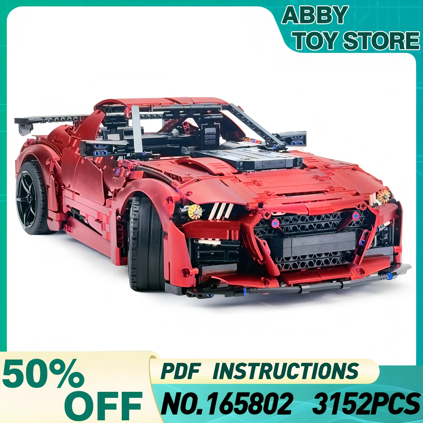 

Custom New Technical Metallic Plating Red MOC 165802 Super Sprots Vehicle Building Block Puzzle DIY Toy Assembly Christmas Kid